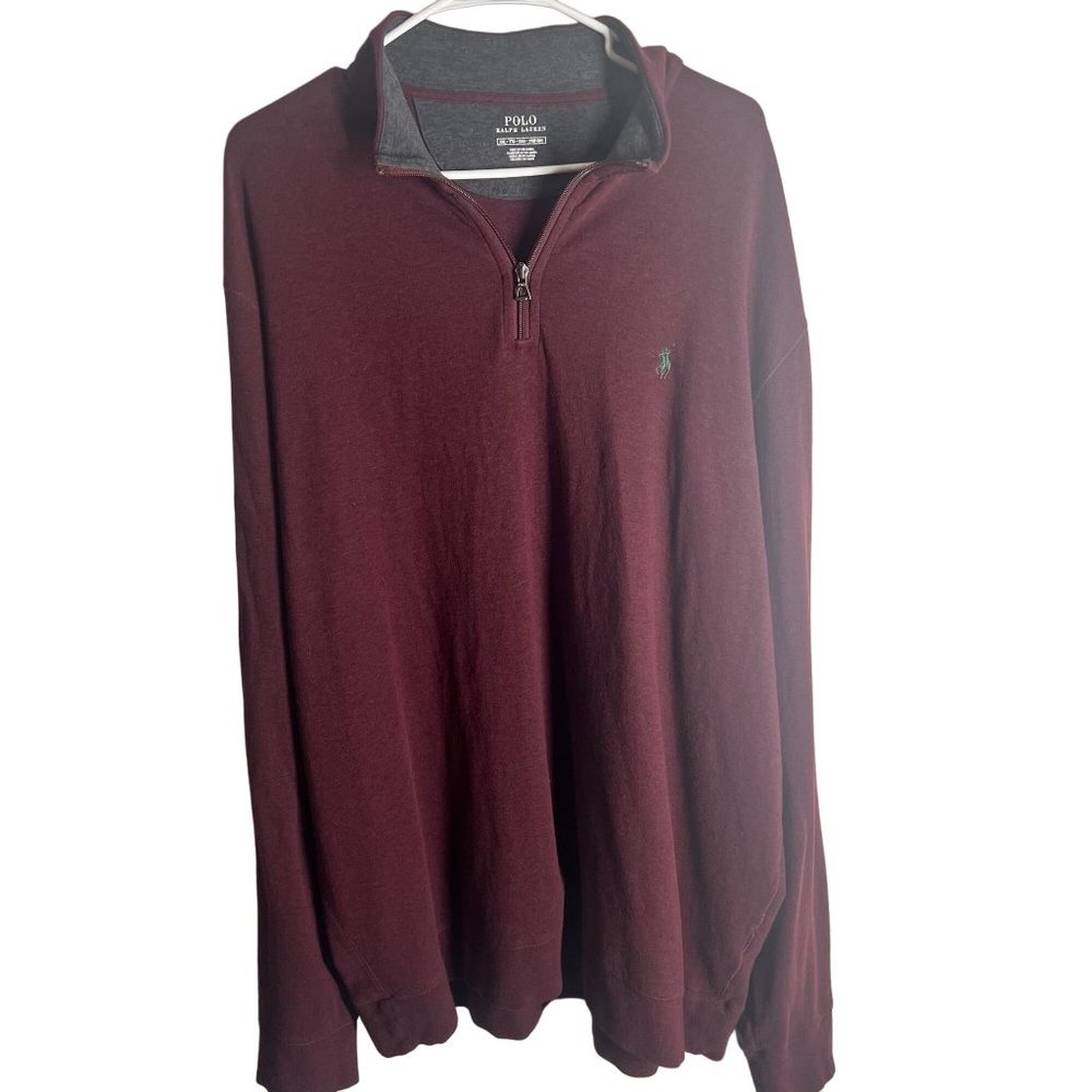 Polo Ralph Lauren Pullover Mens 2XL Red Long Sleeve 1/4 Zip Sweater